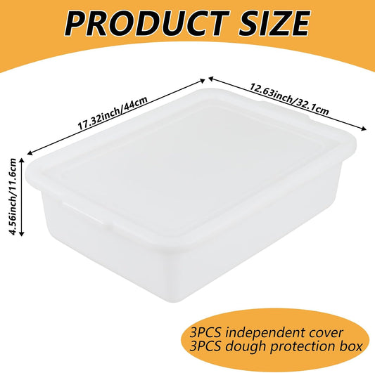 Pack of 3 Pizza Dough Proofing Box, Sourdough Proofing Containers