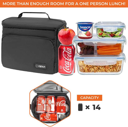opux Insulated Lunch Bag for Men Women, Large Dual Compartment Cooler Bag, Soft Two Deck Lunch Box for Work School Picnic, Leakproof Lunch Tote with Shoulder Strap for Kid Adult (Purple, Double Deck)