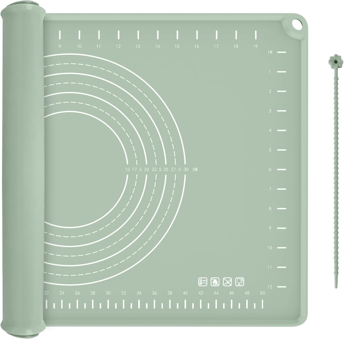 Silicone Baking Mat 24" x 16", Extra Thick Dough Rolling Mat with Measurements and Edge Heightening, Non-stick Food Grade Silicone Pastry Mat for for Pastry, Bread, Cookies, Pizza, Fondant, Pasta
