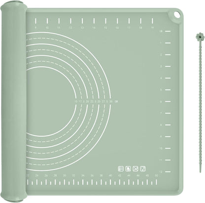 Silicone Baking Mat 24" x 16", Extra Thick Dough Rolling Mat with Measurements and Edge Heightening, Non-stick Food Grade Silicone Pastry Mat for for Pastry, Bread, Cookies, Pizza, Fondant, Pasta