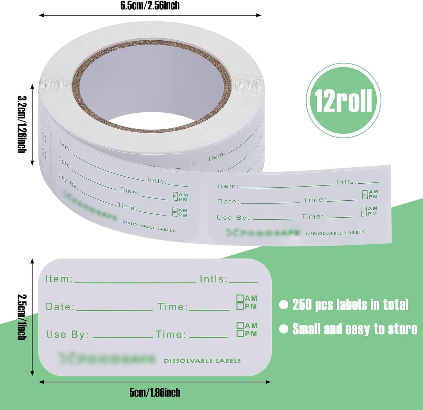 Outus 1500 Pieces Removable Food Labels for Containers 1 x 2 Inch Date Stickers Waterproof Food Storage Freezer Tape Roll Easy Write Clean Oil Resistant for Restaurant Kitchen Home Meal Prep