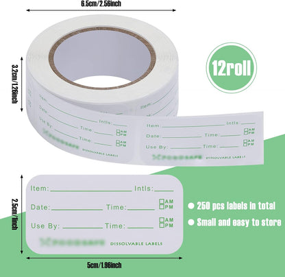 Outus 1500 Pieces Removable Food Labels for Containers 1 x 2 Inch Date Stickers Waterproof Food Storage Freezer Tape Roll Easy Write Clean Oil Resistant for Restaurant Kitchen Home Meal Prep