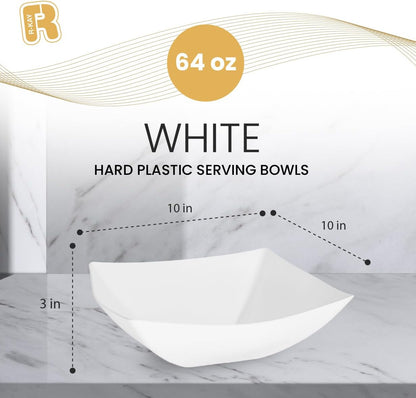 R-kay 6 Pack Square Plastic Serving Bowls - Clear Plastic bowls 16 Oz - Disposable Serving Bowls Heavy Duty For Weddings Catering And Birthday parties
