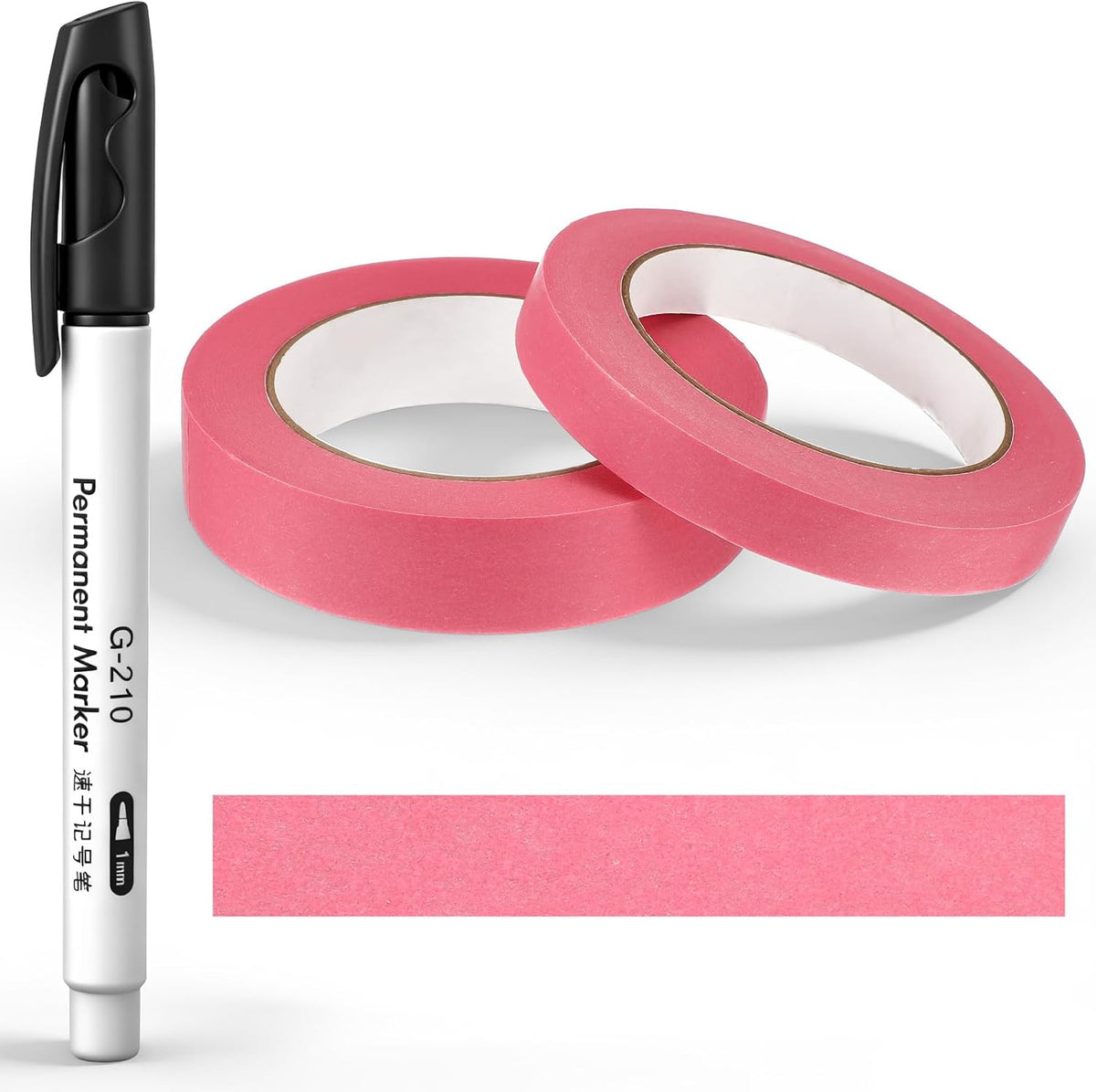 2 Kitchen Freezer Labeling Tapes with 1 Marker Pen, 0.47" x 54 yd Narrow Roll & 0.95" x 54 yd Wide Roll, Waterproof Low Temperature Freezer Marking Tape for Glass Bottle, Storage Container