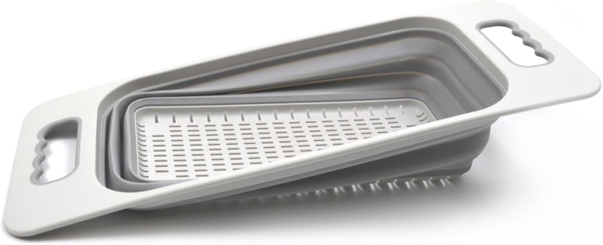 SAMMART 2.6L (0.68 gallon) Set of 2 Over The Sink Rectangular Colander (2, Grey)