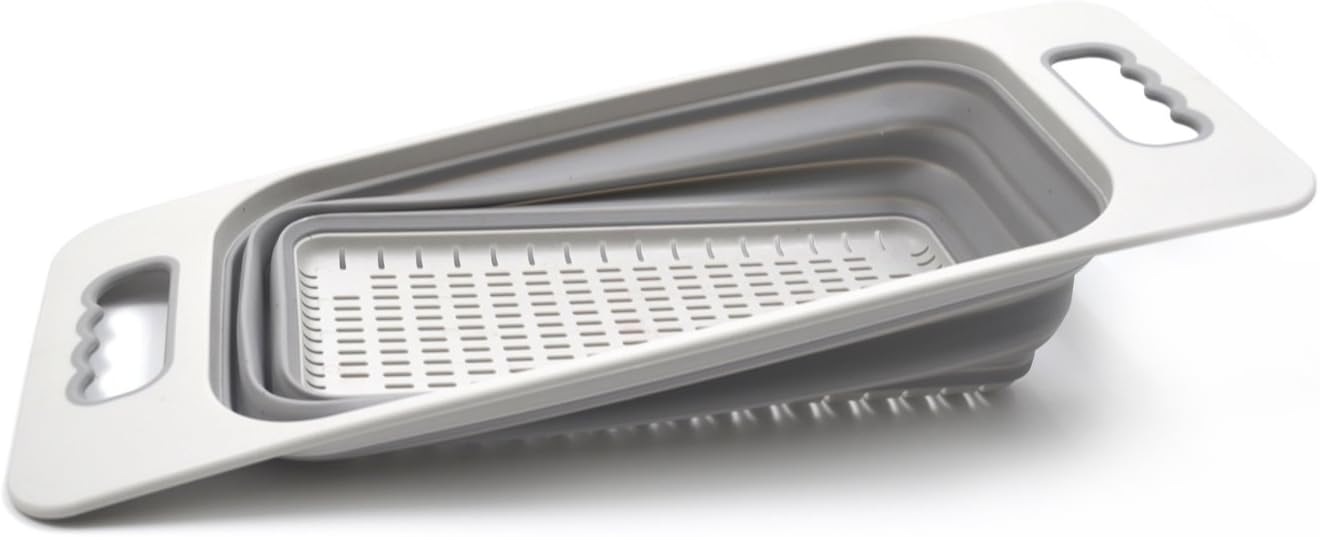 SAMMART Over The Sink Rectangular Colander (Grey)