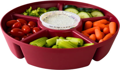 Heavy-Duty Divided Serving Tray with Leakproof Lid-6 Divided Compartments to Serve & Store Food, Snacks, Fruit Tray, Veggie Platter - 100% Made In USA by TEGRIWARE (Arctic Blueberry)