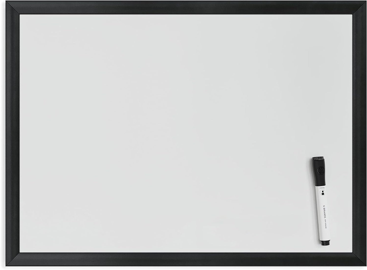 U Brands Framed Magnetic Weekly Calendar Dry Erase White Board, Office Supplies, Black Frame, with Marker, Magnet, 11” x 18”