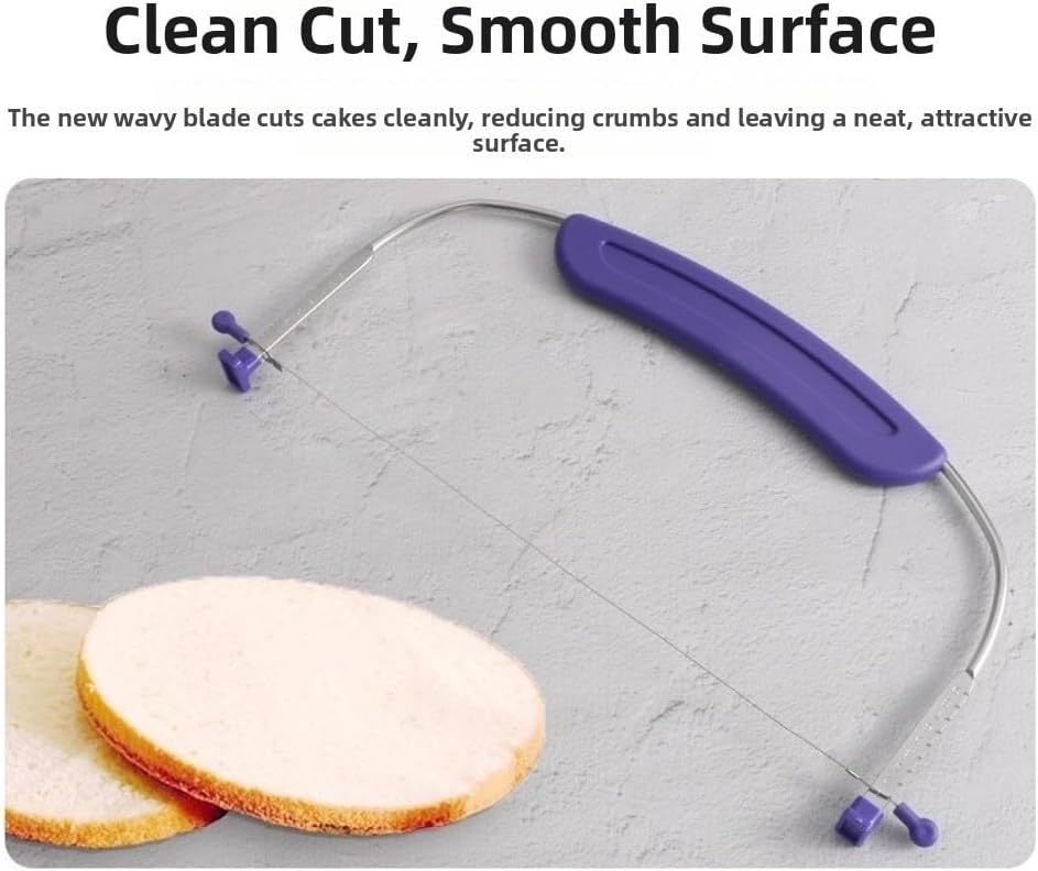 Adjustable Cake Leveler, Stainless Steel Wire Cake Cutter with Anti-Slip Purple PP Handle, Baking Layering Tool
