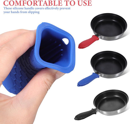 OUNONA Silicone Pot Handle Grips Set - Heat Resistant Non-Slip Covers for Cast Iron Skillets and Cookware Handles with Honeycomb Texture - Easy to Install and Clean Fits Various Pots and Pans