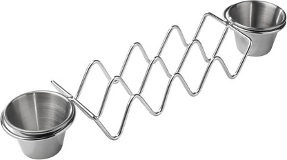 Taco Holders Set of 2,Stainless Steel Taco Holder with Sauce Cup,Taco Stand for 8 Tacos,Taco Trays for Home Kitchen Bar Party