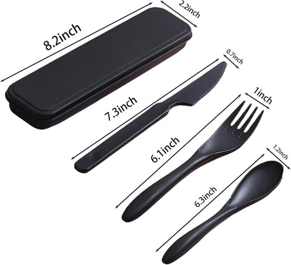 2Pack Reusable Travel Utensil Set, Plastic Fork Spoon Knife with Case, BPA-Free Portable Cutlery for Camping, Picnic & Office (Purple & Pink)
