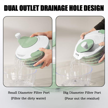 4.2L Green Salad Spinner & Lettuce Spinner for kitchen | BPA-FREE,Quick Drying,Dual Drainage Holes,Spinning Greens, Fruits, and Vegetables.