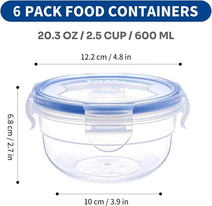 KIGI Airtight Reusable Meal Prep Containers, Leak-Proof & Stackable, 4-Sided Locking Lids, Ideal for Food Storage, Lunch & Leftovers, Microwave, Freezer & Dishwasher Safe, 39 oz, 4.8 Cup, 12 Piece Set