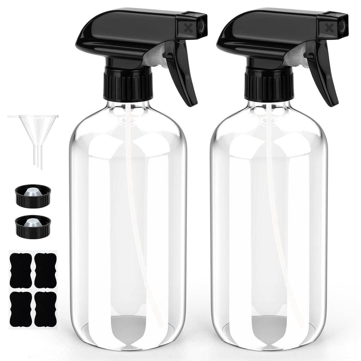Bontip Glass Spray Bottle 16 oz for Cleaning, Plants (2 Pack, Amber)