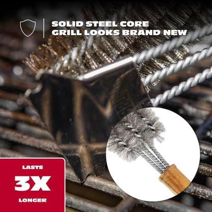 BBQ-AID Grill Brush for Outdoor Grill Bristle Free - 18" BBQ Brush for Grill Cleaning Kit - Safe BBQ Grill Cleaner Brush and Scraper - Stainless Grill Cleaning Brush for Any Grill, Grill Accessories