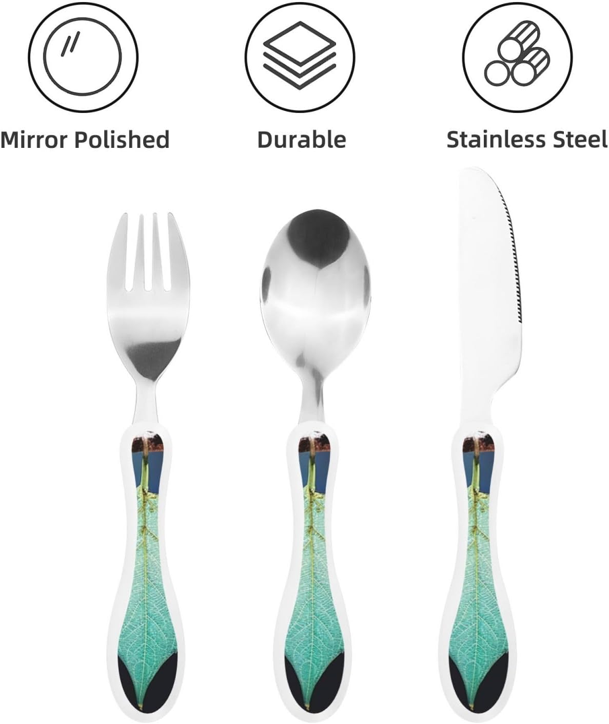 3-Piece Kids Silverware Set With Storage Case, Stainless Steel Reusable Children Safe Knife Spoon Fork Set Cute Kittens Children Flatware Set For Kids Lunch Box