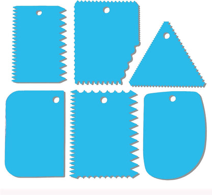 Cake Scraper, 6 Pcs Cake Smoother Scraper, Dough Scraper Blue