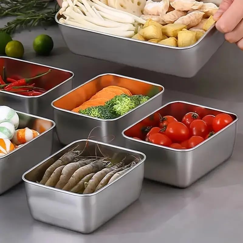 6pcs Stainless Steel Stacking Food Containers with Lids, Reusable Snack & Prep Containers for Office, sp-00018