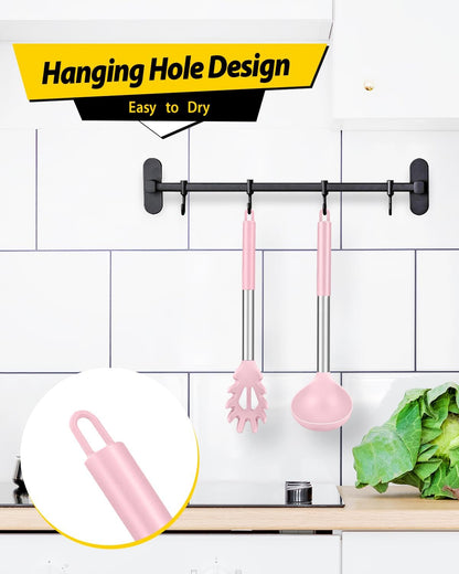 BUNDLEPRO Silicone Soup Ladle and Pasta Spoon Set, 2 Pack, Gray