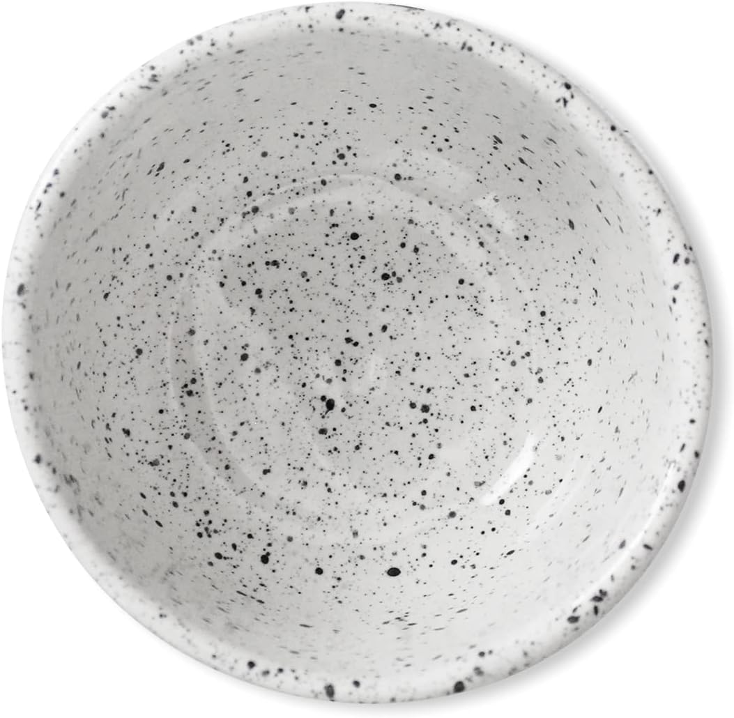 roro Ceramic Stoneware Mini Pinch Bowls Set of 6, Hand-Molded Artisanal Glossy Speckled White, Salt Pepper Spices and Seasoning - Cute and Elegant Kitchen Addition
