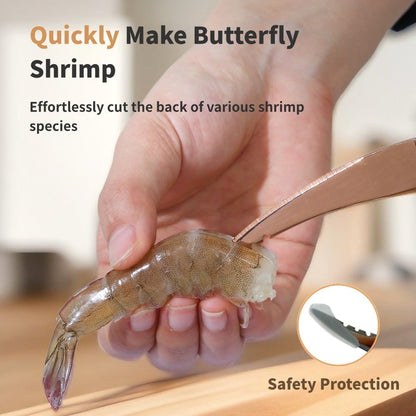Shrimp Deveining tool Multi-Colored Shrimp Deveiner Tool Stainless Steel Shrimp Peeler and Deveiner Tool Seamless Shrimp Peeler for Easy Shrimp Deveining (Rose Gold)
