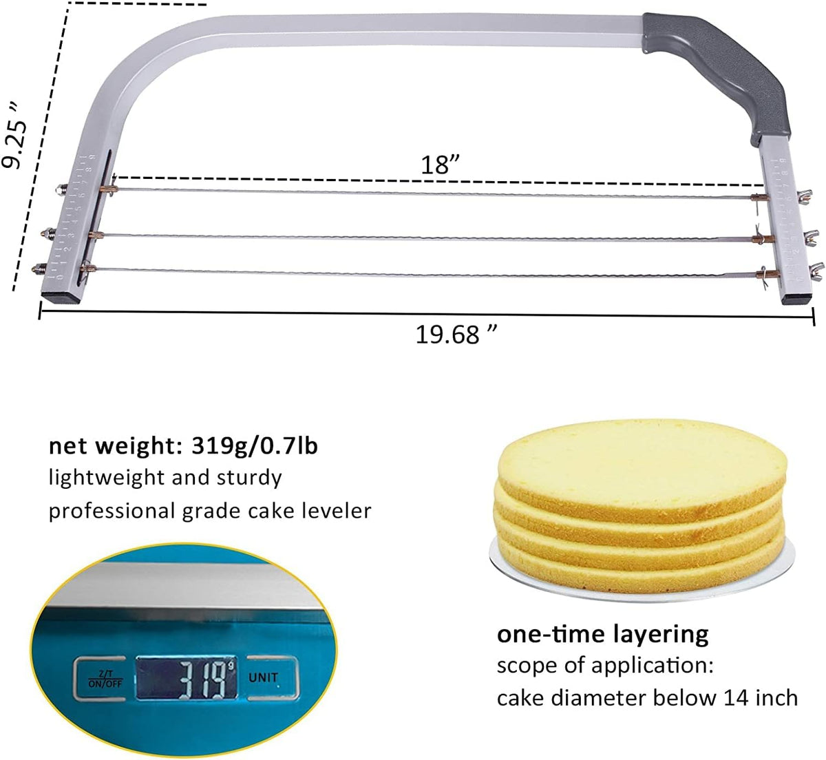 Professional Cake Leveler Slicer Cutter 4-Layer Stainless Cutter
