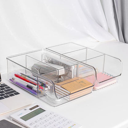 Clear Organizer Bins with Removable Dividers for Snacks Bag Sugar Packets Seasoning Packets Spice Packets Pouches