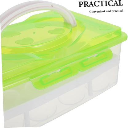 MAGICLULU 2 Layer Deviled Egg Carrier Deviled Egg Holder with Lid And Handle 24 Slots Portable Reusable for Refrigerator (green)