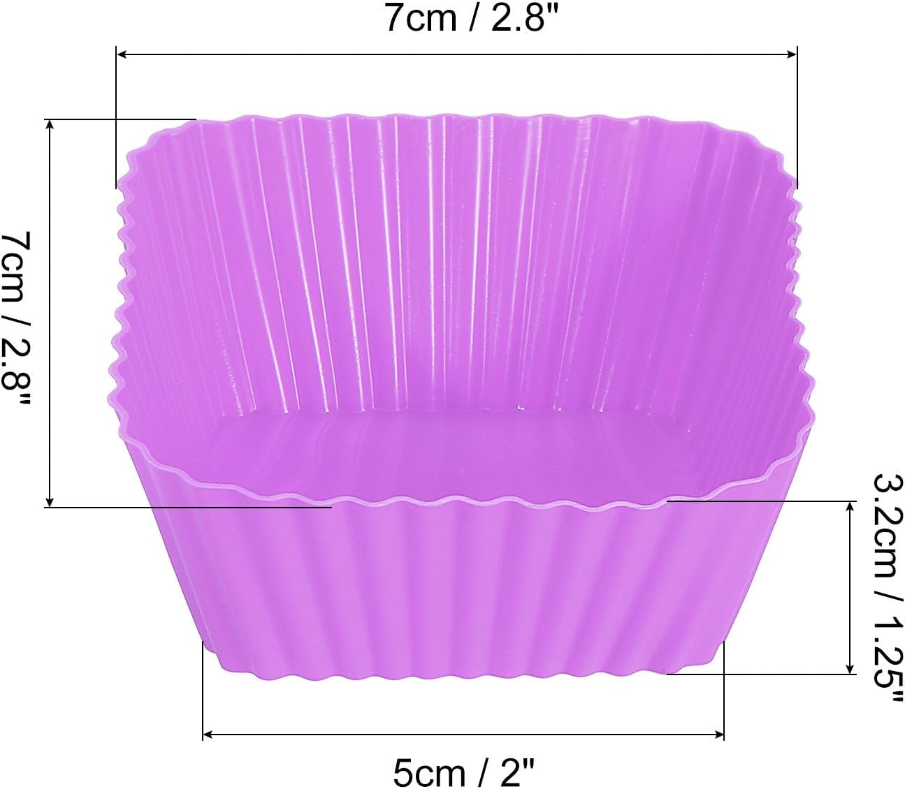 uxcell 18Pcs Silicone Cupcake Baking Cups, Silicone Muffins Liners Non-Stick Square Baking Cups, for Cooking Eggs Baking Muffins and Make a Cake(Pink)