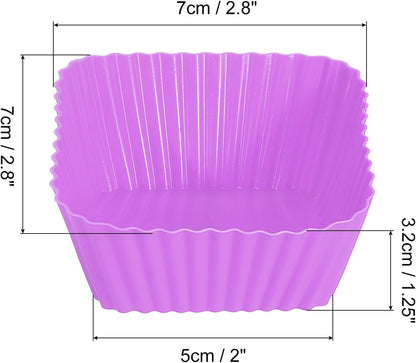 uxcell 18Pcs Silicone Cupcake Baking Cups, Silicone Muffins Liners Non-Stick Square Baking Cups, for Cooking Eggs Baking Muffins and Make a Cake(Pink)