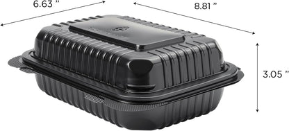 Karat FP-HC99PP-3CU 9"X 9" PP Hinged Containers 3 Compartment - (Case of 200)