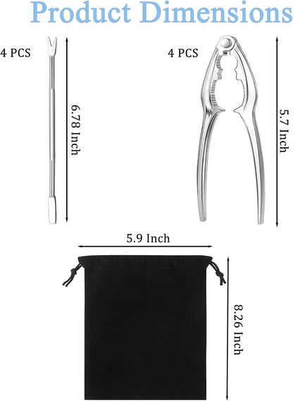 8 Pcs Seafood Tool Set,Crab Crackers and Tools Set,Crab Leg Cracker Tool,4 Crab Leg Crackers, 4 Stainless Steel Crab Forks and 1 Storage Bag,Suitable for Seafood and Various Nuts