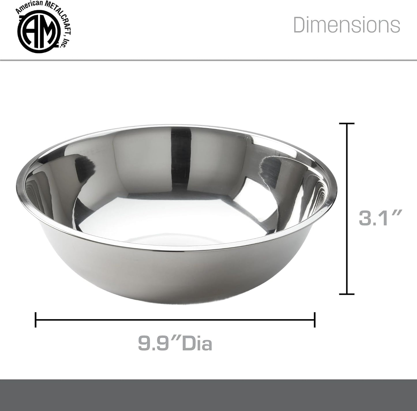 American Metalcraft 16" Stainless Steel Mixing Bowl - 13-Quart Durable Metal Bowls for Mixing, Large Stainless Steel Bowl