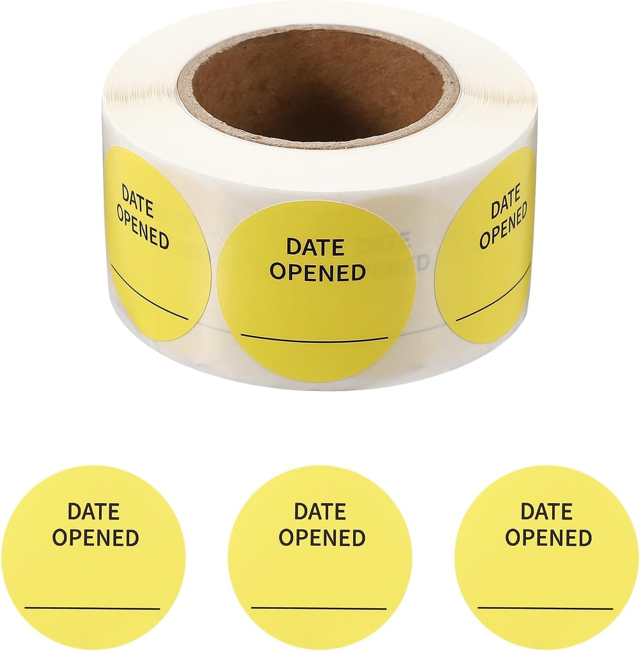 PATIKIL 500 Pcs Date Opened Stickers Roll, 1.25 Inch Food Storage Labels Removable Freezer Labels Adhesive Food Labels for Inventory Organized Kitchen Containers, White and Black