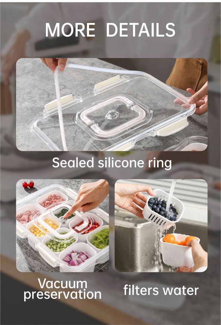Snackle Box Container, Divided Serving Tray with Lid & Handle Dishwasher Safe, Portable Clear Storage Organizer for Candy Fruits Nuts Snacks Veggie - Perfect for Party, Entertaining, Traveling