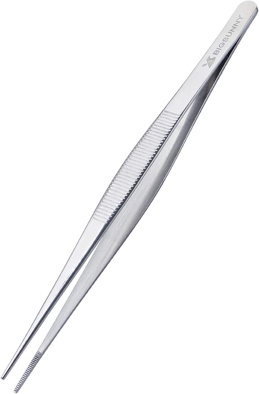 Set of 3 Kitchen Tweezers Fine Tweezer Tongs, MSY BIGSUNNY Stainless Steel Food Tweezers, Precision Serrated Tips Food Tongs (8.5" 10" and 12")