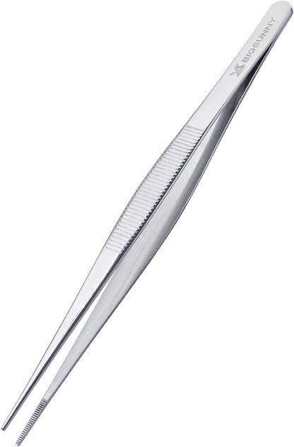 Set of 3 Kitchen Tweezers Fine Tweezer Tongs, MSY BIGSUNNY Stainless Steel Food Tweezers, Precision Serrated Tips Food Tongs (8.5" 10" and 12")