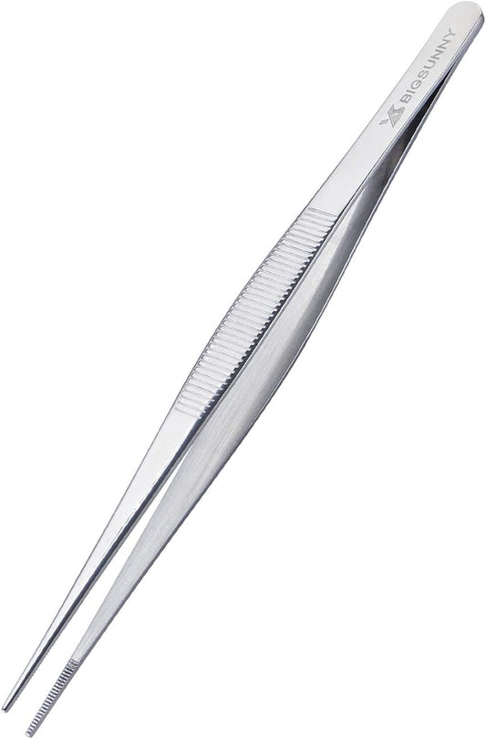 Set of 3 Kitchen Tweezers Fine Tweezer Tongs, MSY BIGSUNNY Stainless Steel Food Tweezers, Precision Serrated Tips Food Tongs (8.5" 10" and 12")