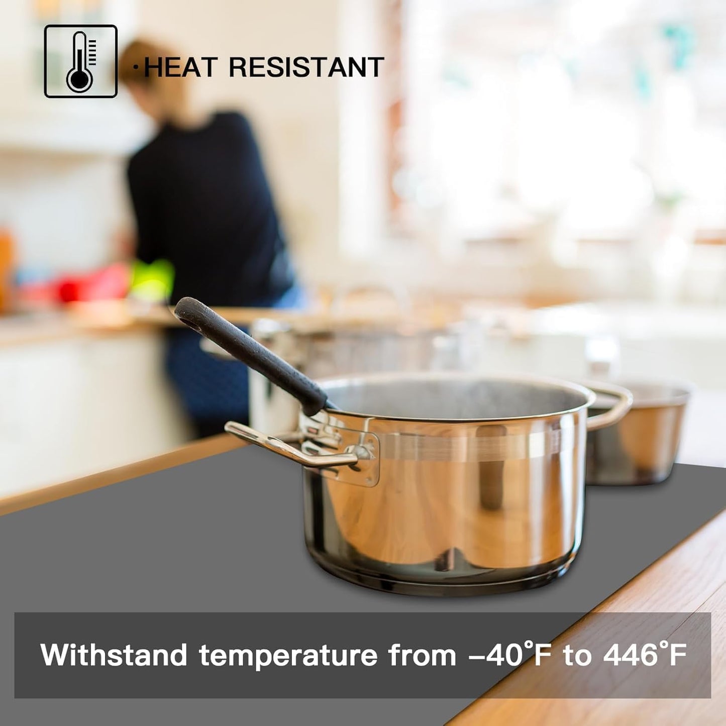Silicone Mats for Kitchen Counter, 47.3"x23.6"x0.08" Largest Heat Resistant Mat Kitchen Island Waterproof 2MM Thick Countertop Protector Mat Nons-slip Extra Large Counter Mat (Black)
