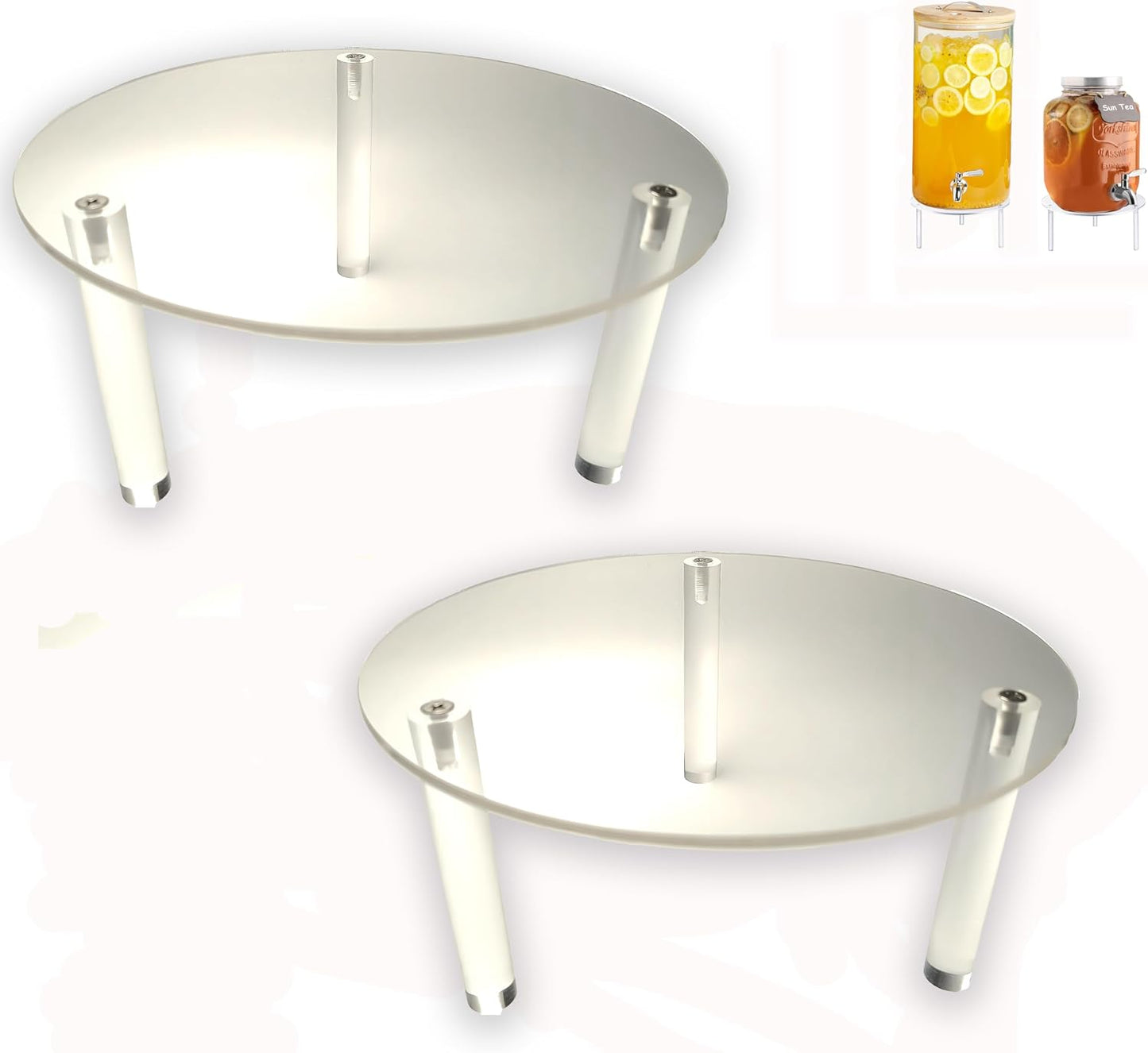 2Pcs Drink Dispenser Stand Only,Clear Acrylic Stands,Fit Max 7.87 Inch Diameter of Glass Drink Dispenser Stand,Water Dispenser Stand for Parties and Events,Cake Stand,Beverage Dispenser Stand