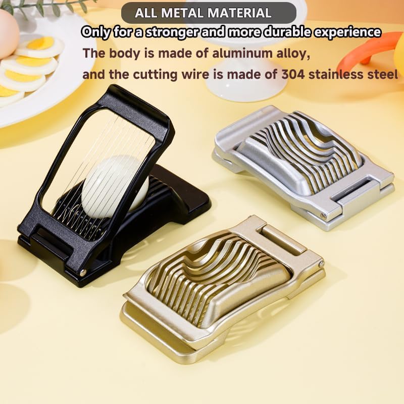 Egg Slicer for Hard Boiled Eggs, Metal Durable, Cutter for Strawberry Gold