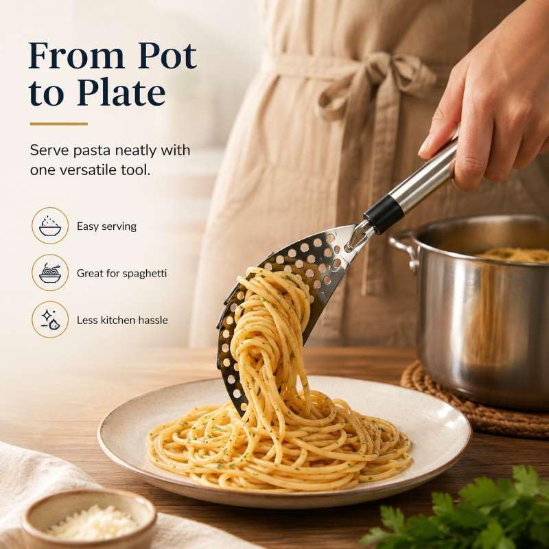 Steel Pan Strainer, Ground Beef Grease Drainer Kitchen Tool
