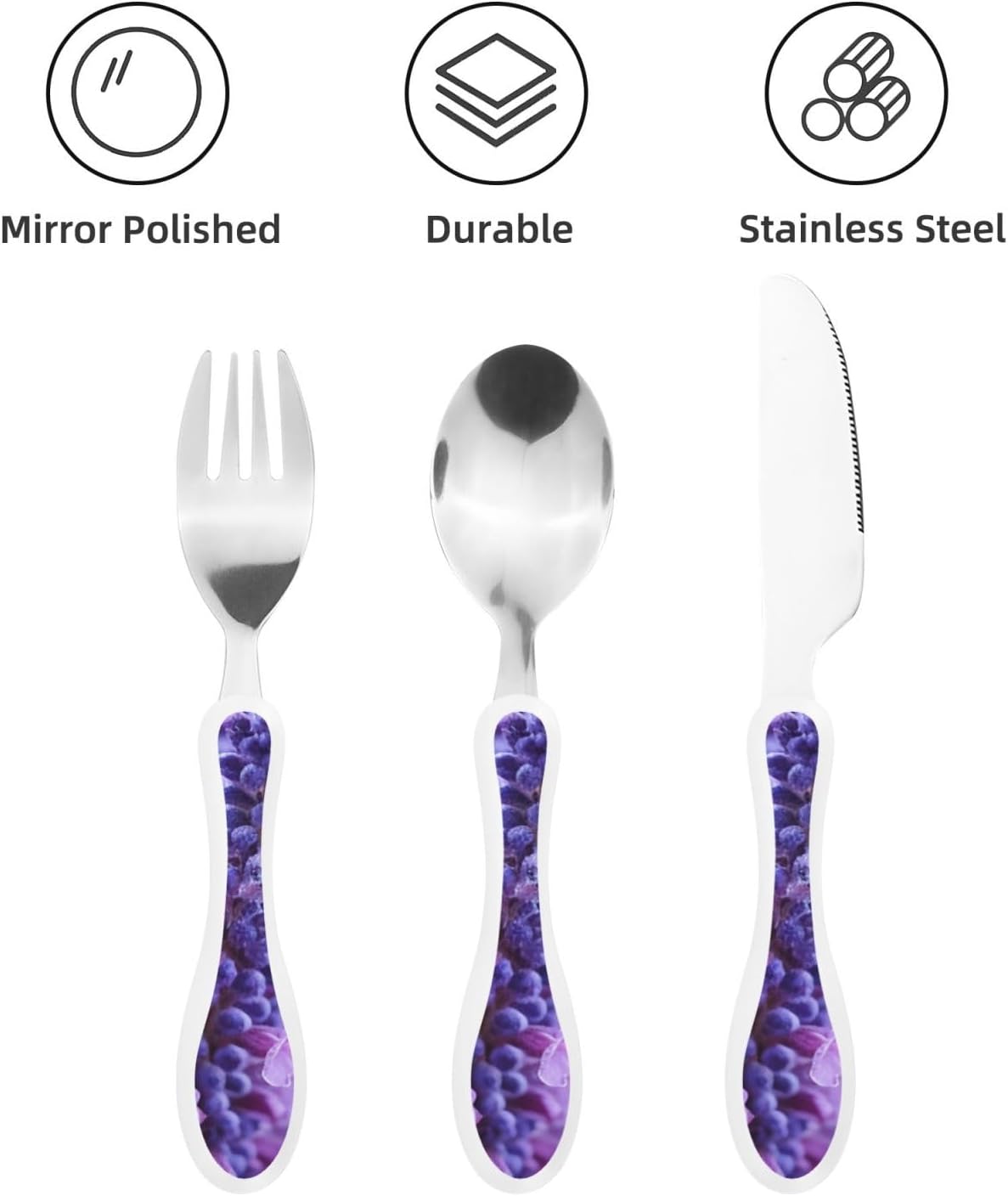 3-Piece Kids Silverware Set With Storage Case, Stainless Steel Reusable Children Safe Knife Spoon Fork Set Blue Active Girl Running Sunset Children Flatware Set For Kids Lunch Box - Colors C