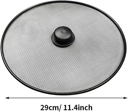 Splatter Screen, Frying Pan Splatter Screen, Splash Guard Lid with Knob, Extra Fine Mesh Splash Guard Pot Lid,Iron Coating Grease Guard Frying Pan Cover for Cooking(size:29cm)