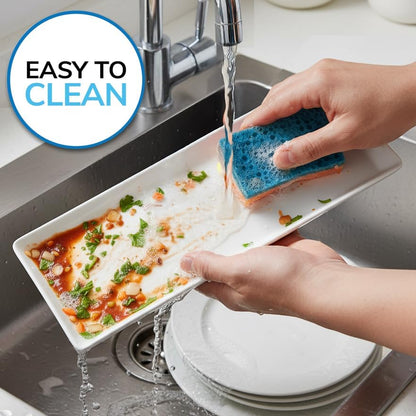 US Acrylic Coastal Plastic Serving Trays (Set of 4) 15” x 10” | Large Unbreakable Reusable Rectangular Party Platters | Serve Appetizers, Fruit, Veggies, & Desserts | BPA-Free & Made in USA