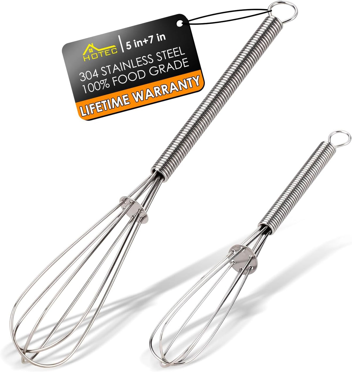 HOTEC Stainless Steel Whisk Set of 4, Food Grade Balloon Whisk Egg Beater, Thicken Wire Mixing Whisk for Baking, Cooking, Whisking Cream, Sauce, Pancake Batter