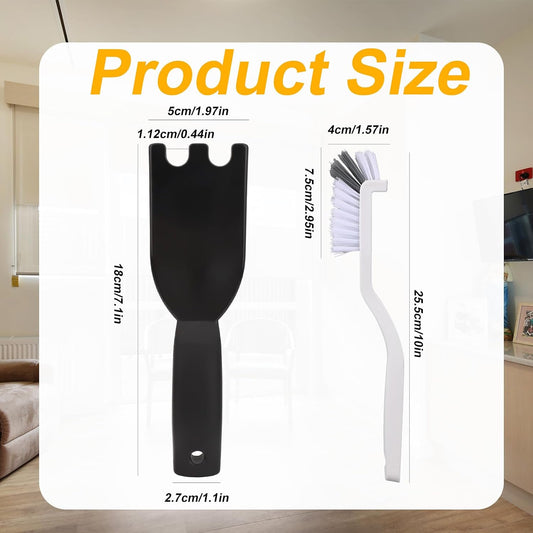 2pcs Universal Grill Scraper & Brush for George Foreman Indoor Grills and Other with Grooves, Heat-Resistant Spatula Cleaner Tool with Comfortable Grip (Black)