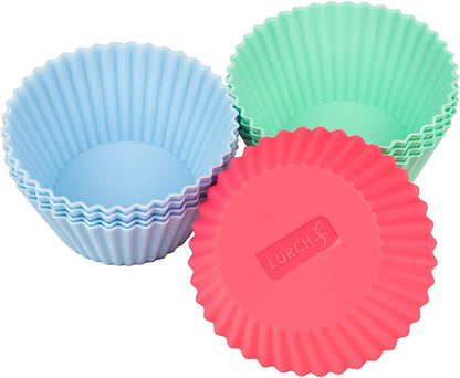 LURCH Germany Flexiform Silicone Muffin Cupcake Cases - Set of 12 - Pink/Green/Blue