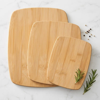 Bamboo Cutting Board Set for Kitchen - 3 Piece Reversible Wooden Cutting Boards, Wood Chopping Boards for Meat, Bread, Fruit, Cheese, Meal Prep, Wood Board and Charcuterie Serving Boards by Bambusi